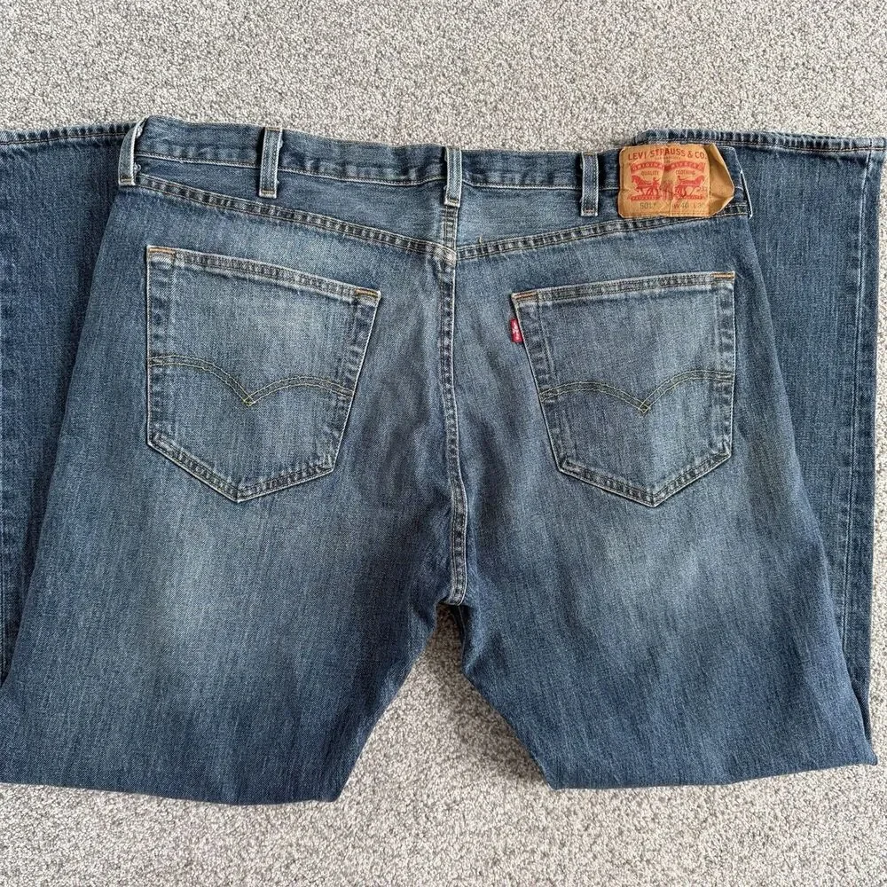 Levis 501 Original Fit Stretch Jeans Mens Blue Denim Button Fly Size 40x30